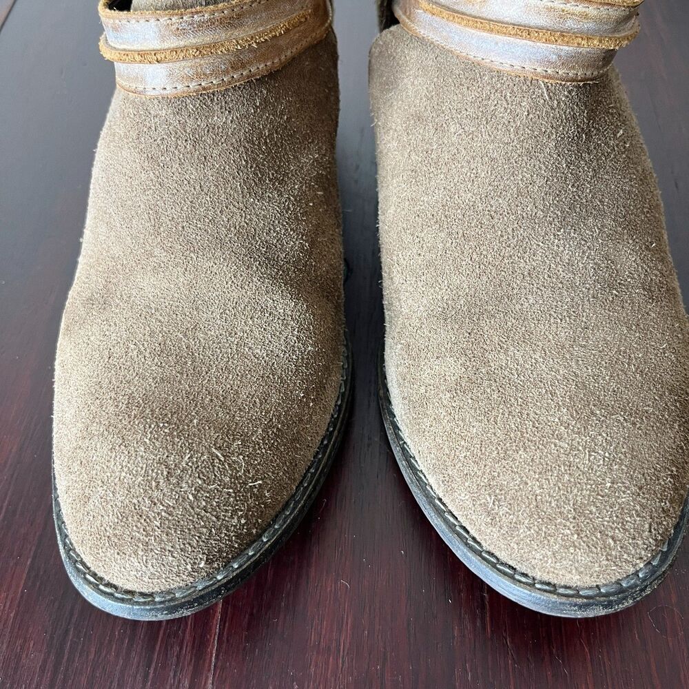 Steve Madden Raskal Suede Leather Ankle Booties Sz 8M Brown Cognac Western - Picture 4 of 11